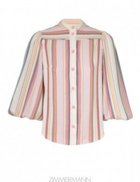 Multi Stripe Zimmermann Lexi Blouson Stripe Shirt Shirt