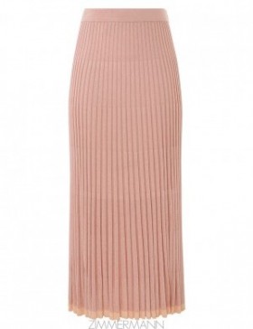 Peach Zimmermann Metallic Midi Skirt Knitwear Skirts