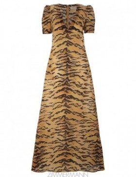 Tan Tiger Zimmermann Matchmaker Short Sleeve Maxi Dresses