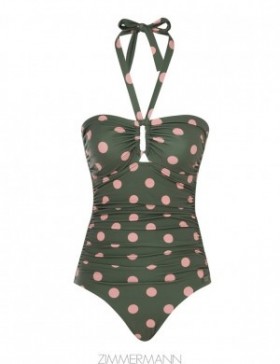 Khaki/Pink Dot Zimmermann Separates Sculpt Wide Link 1P Separates One Piece