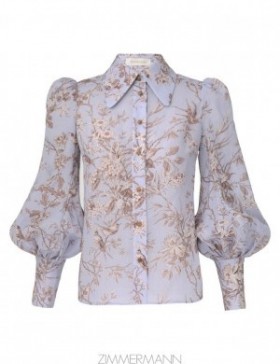 Blue Mockingbird Zimmermann Blouson Shirt Shirt