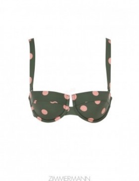 Khaki/Pink Dot Zimmermann Separates Sculpt Balconette Bikini Top