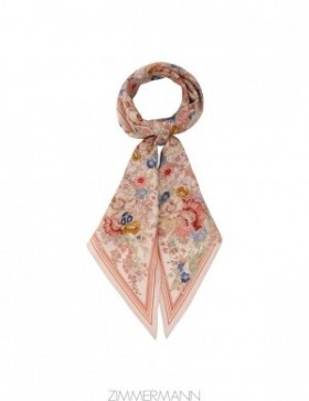 Cream Floral Zimmermann Printed Silk Neck Scarf Scarves