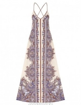 Purple Paisley Zimmermann Ottie A-line Maxi Dress Clothing