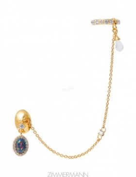 Gold/Green Zimmermann Austral Draped Huggie Earrings