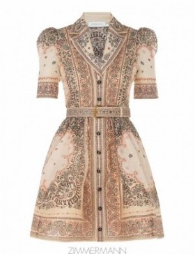 Cream Bandana Zimmermann Matchmaker Mini Shirt Dress Dresses