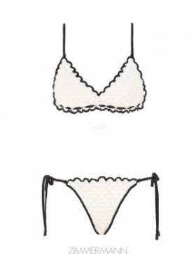 Ivory/Black Zimmermann Halliday Knit Scoop Bikini Bikinis