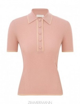 Peach Zimmermann Metallic Polo Tops