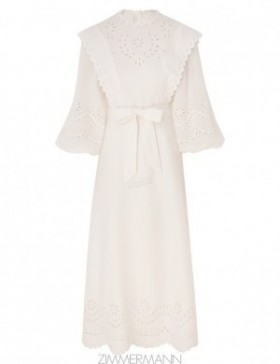 Ivory Zimmermann Junie Embroidered Midi Dress Clothing