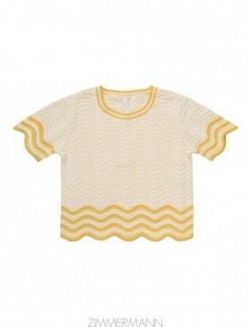 Cream/Yellow Zimmermann Alight Textured Knit Tee Kids Tops