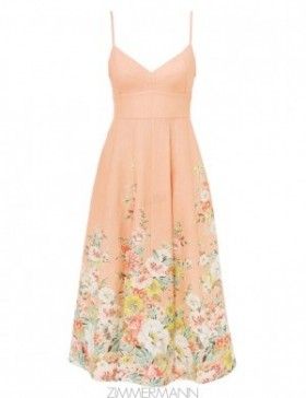 Buff/Coral Floral Zimmermann Matchmaker Picnic Dress Dresses