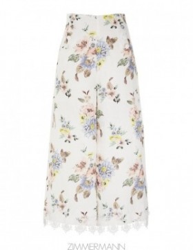 Blue Floral Zimmermann Applique Culottes Shorts & Pants