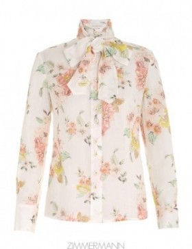 Coral Floral Zimmermann Blouse Tops
