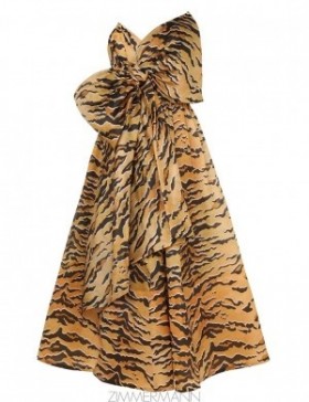 Tan Tiger Zimmermann Matchmaker Bow Midi Dress Dresses