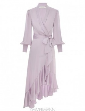 Light Lavender Zimmermann Silk Wrap Midi Dress Dresses