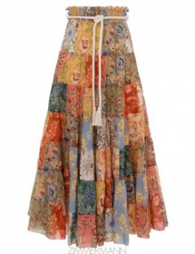 Patch Floral Zimmermann Junie Tiered Midi Skirt Skirts
