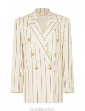 Navy/Cream Stripe Zimmermann Natura Relaxed Jacket Jackets & Coats