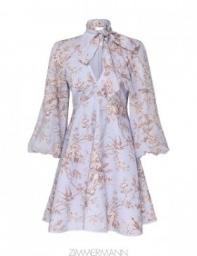 Blue Mockingbird Zimmermann Tie Neck Mini Dress Dresses