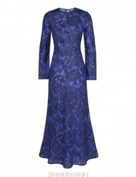 Blue Paisley Zimmermann Ottie Bias Backless Dress Clothing