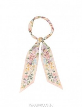 Multi Watercolour Floral Zimmermann Printed Silk Ribbon Scarf Scarves