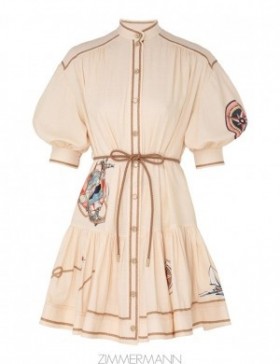 Beige Zimmermann Alight Lantern Mini Dress Clothing