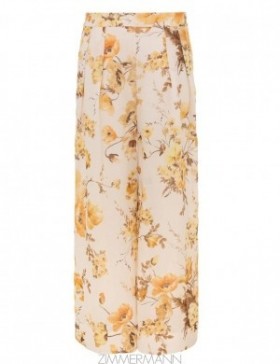 Orange Floral Zimmermann Ottie Wide Leg Pant Clothing