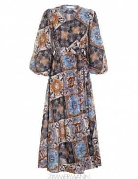 Nautical Patch Zimmermann Alight Wrap Midi Dress Clothing