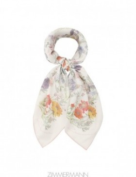 Ivory Wild Flowers Zimmermann Printed Silk Square 70 Scarves