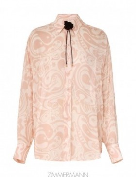 Pink/Cream Abstract Musical Zimmermann Matchmaker Relaxed Shirt Shirt