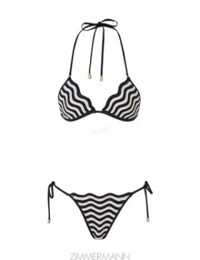 Navy/Cream Zimmermann Junie Textured Knit Bikini Bikinis