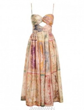 Patch Floral Zimmermann August Tie Front Midi Dress Clothing