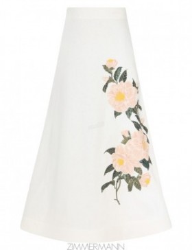 Ivory Camellia Zimmermann Natura Flare Skirt Skirts
