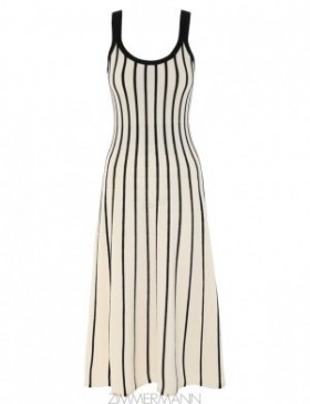 Cream/Black Zimmermann Matchmaker Stripe Tank Dress Dresses