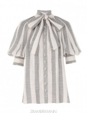 Blue/Cream Stripe Zimmermann Matchmaker Swing Blouse Tops