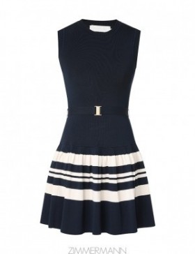 Navy/Cream Zimmermann Acadian Stripe Mini Dress Clothing