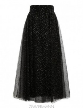 Black/Gold Dot Zimmermann Tulle Midi Skirt Skirts