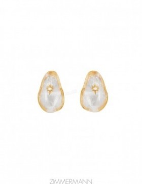 Gold/Transparent Quartz Zimmermann Crystal Pebble Earrings Earrings