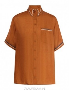 Tan Floral Zimmermann Alight Relaxed Shirt Shirt