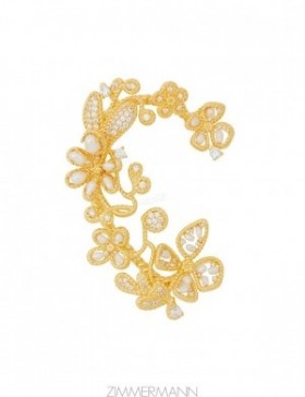 Gold/Pearl Zimmermann Bloom Ear Cuff Earrings