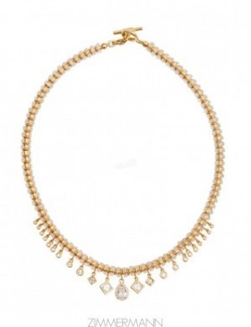 Gold/Transparent Quartz Zimmermann Crystal Beads Necklace Necklaces