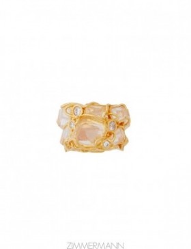 Gold/Transparent Quartz Zimmermann Crystal Swirl Ring Rings