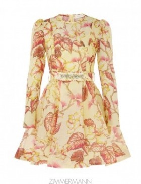 Yellow Hibiscus Zimmermann Matchmaker Floral Mini Dress Dresses