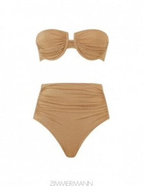 Gold Zimmermann Junie Metallic Gathered Bikini Bikinis