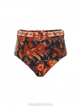 Dark Navy Floral Zimmermann Junie High Waist Pant Separates Pants