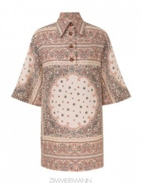 Cream Bandana Zimmermann Tunic Mini Dress Dresses