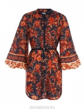 Dark Navy Floral Zimmermann Junie Tunic Top Clothing