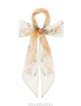 Ivory Camellia Zimmermann Silk Organza Neck Scarf Scarves