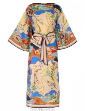 Nautical Map Zimmermann Alight Midi Dress Clothing
