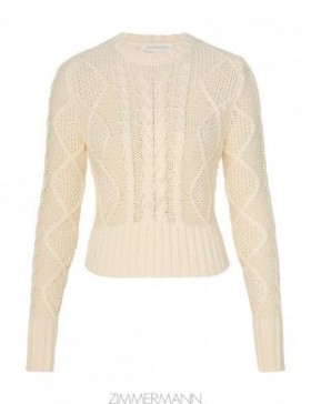 Cream Zimmermann Natura Cable Sweater Knitwear