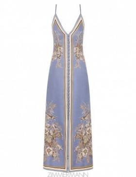 Blue Floral Zimmermann Ottie Slip Dress Clothing